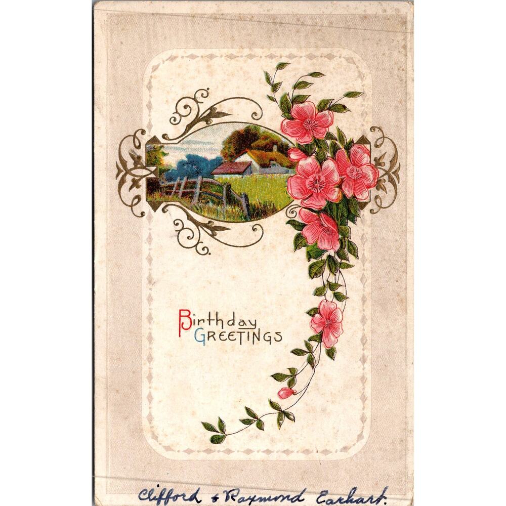 Birthday Greetings Clifford & Raymond Earhart Vintage Postcard SP17-26